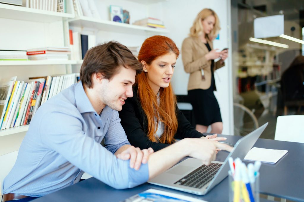 Business coworkers consulting in office